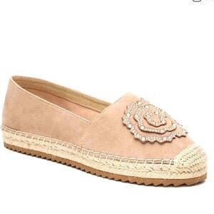 Karl Lagerfeld 9 Blush Suede Espadrilles Boho Chic Coastal Spring Summer Shoe